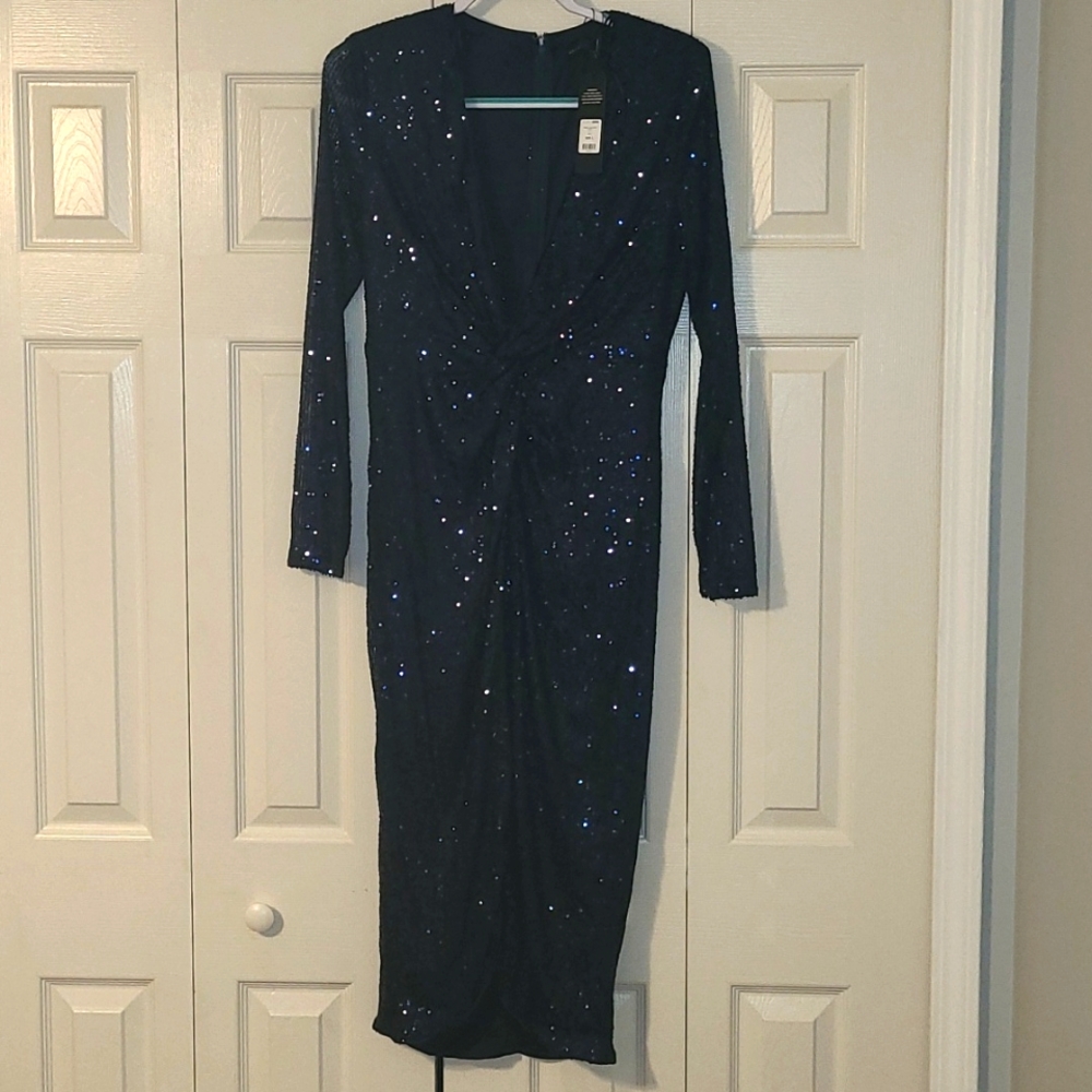 Fashion Nova Navy Sequin Dress